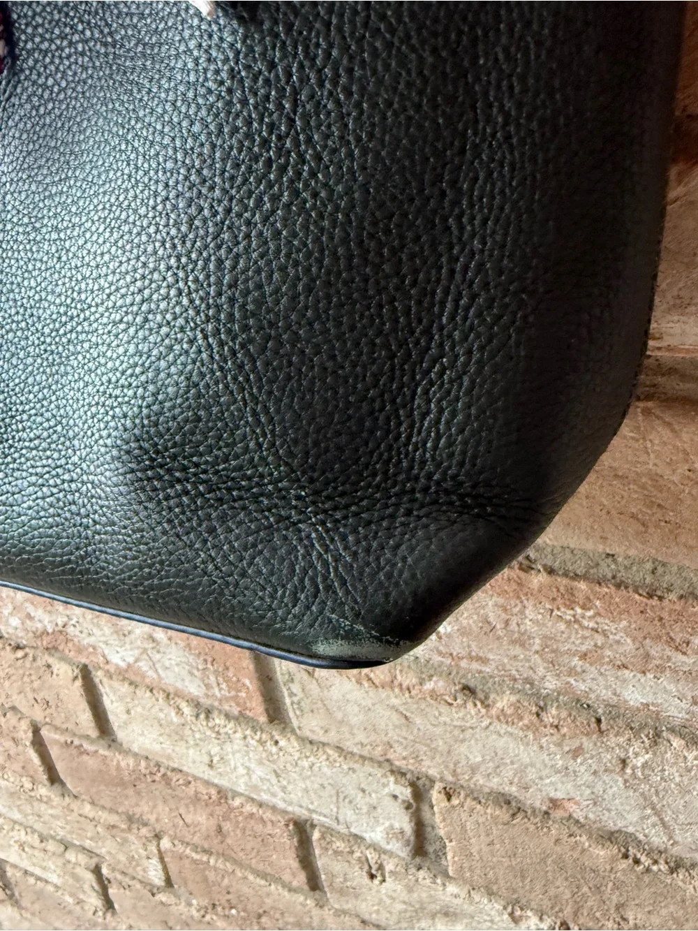 Tory Burch Dark Green Pebbled Leather Tote with Tassel and Scarf